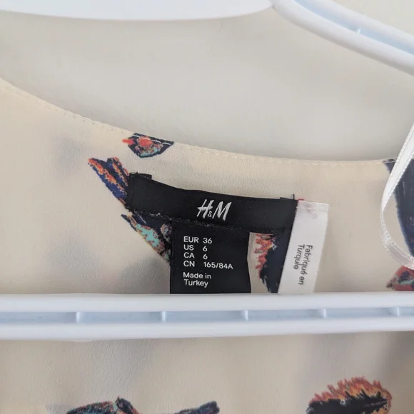 H&M Cream Blouse with Bird Pattern - Picture 2 of 6